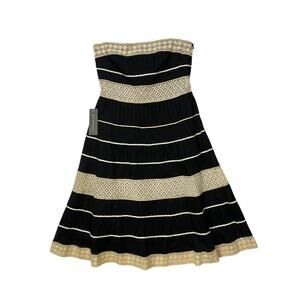 Ann Taylor Black and Cream Crochet Strapless Dress NWT